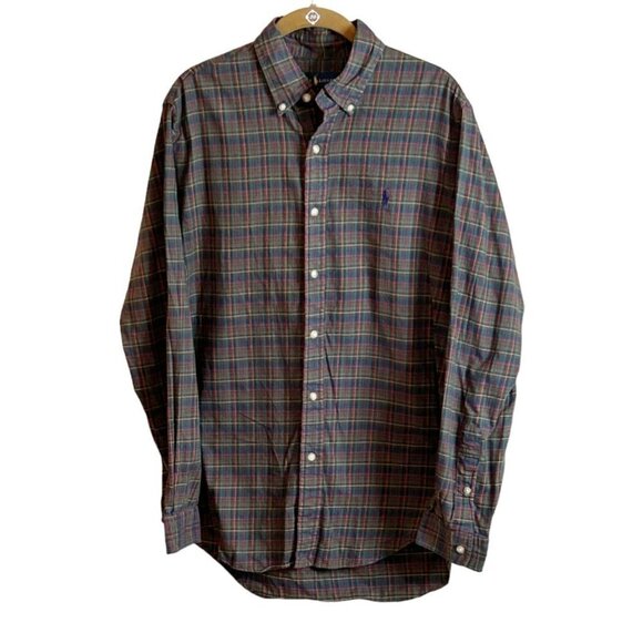 Ralph Lauren Mens Button Front Long Sleeve Shirt Red Green Plaid Size M - Picture 5 of 5